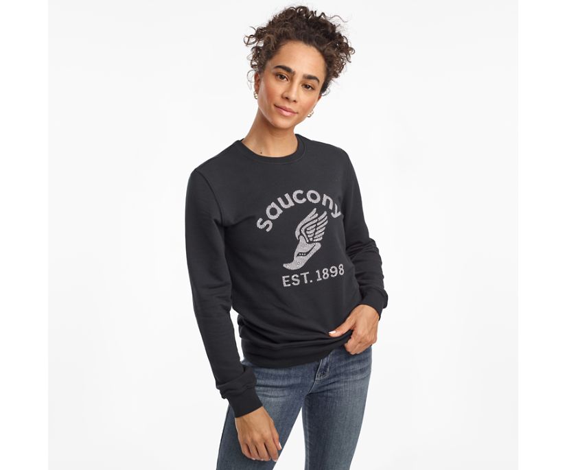 Women's Saucony Rested Crewneck Shirts Black | Singapore 280ZUTG